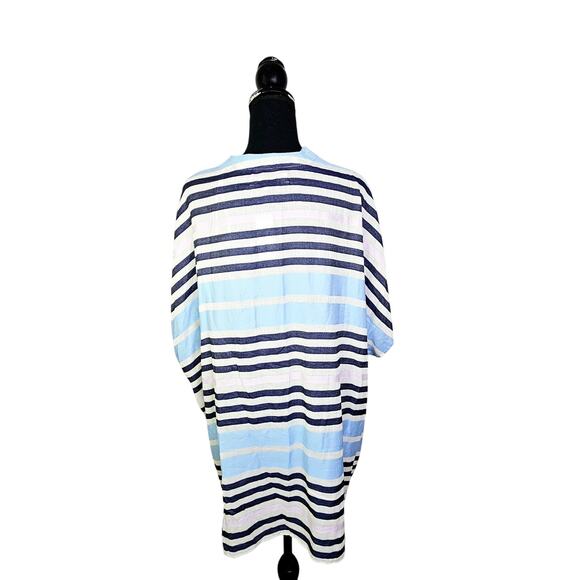 New LOFT Sunset Stripe Wrap Ruana Kimono Summer Layering Size M/L Lightweight - Picture 6 of 13
